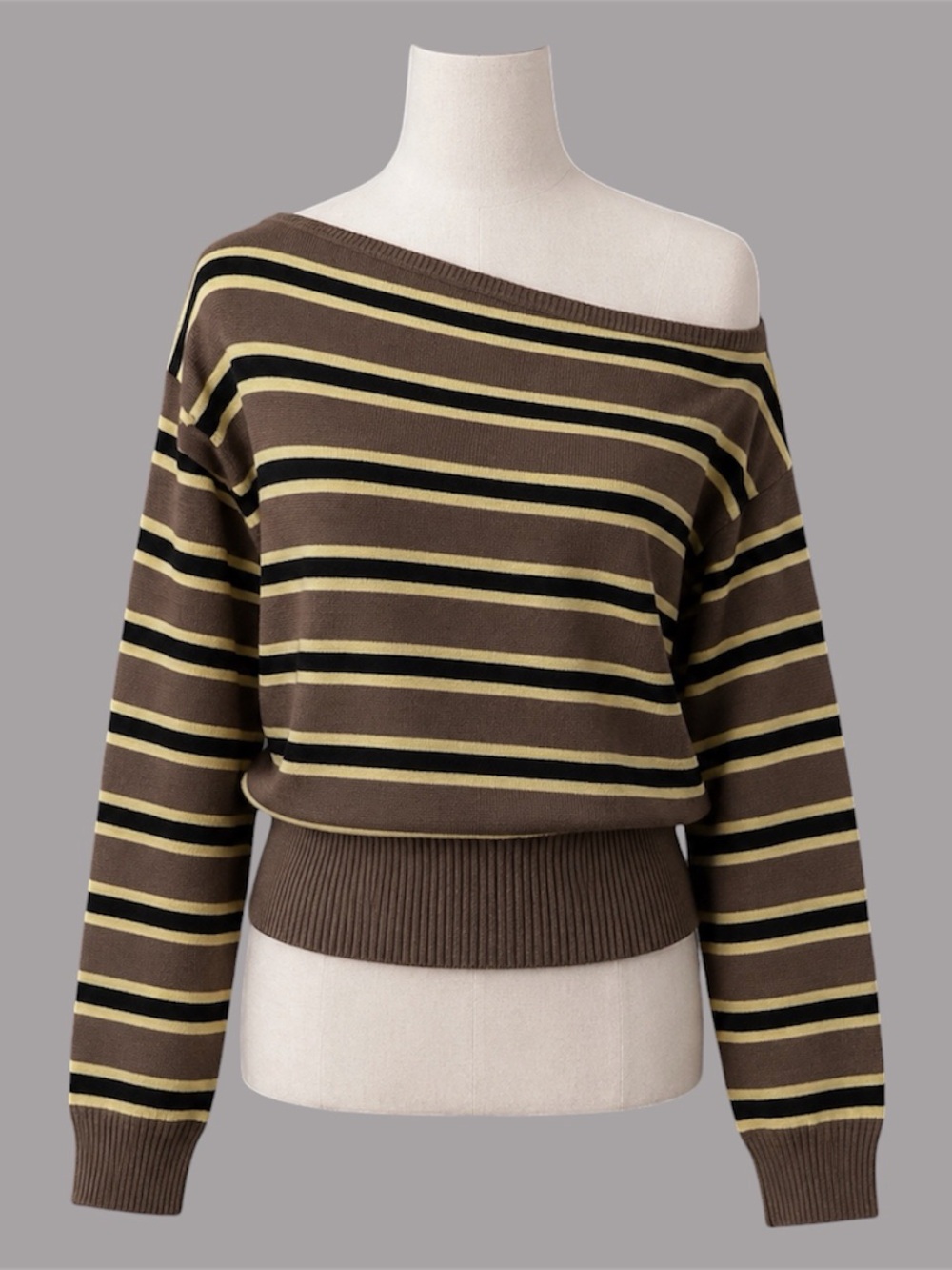 Motel Rocks Jalira Brown Stripe Asymmetric Sweater